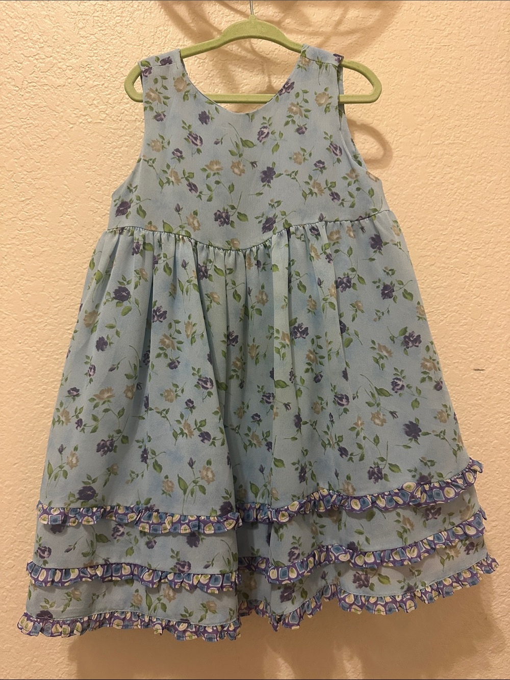 Mally Beauty Light Blue Floral Ruffle Hem Dress